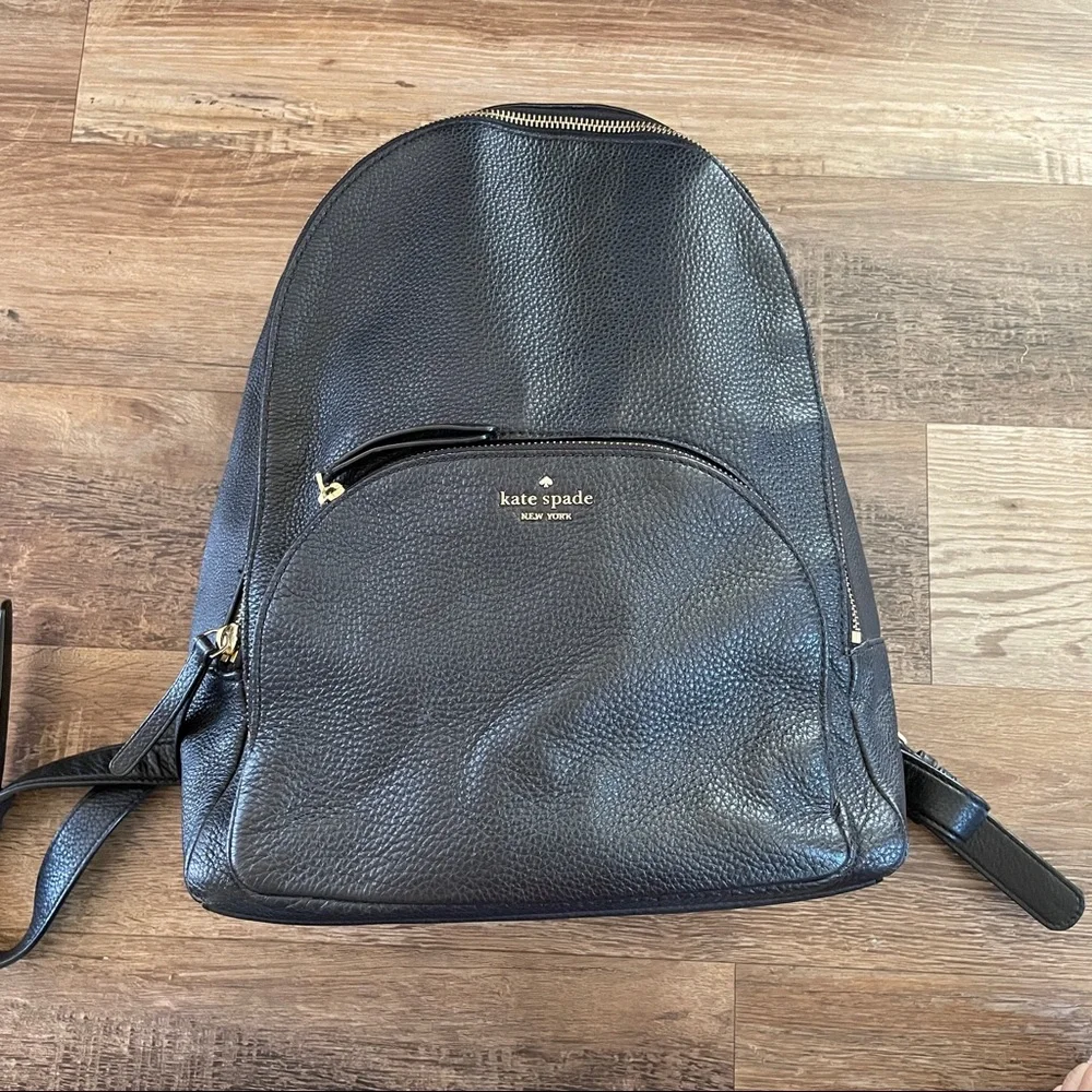 Kate Spade black leather backpack